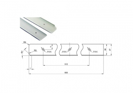 Планка H26 R9-R торцевая (правая) глянец (H28 R9) L-0.6