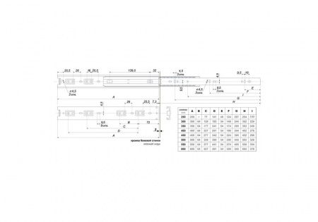 Направляющие DВ 4501 Zn/550 шариковые (15шт)