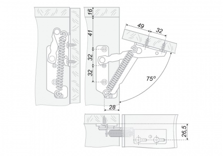 Петля MK01антресольная (L+R) (50компл)