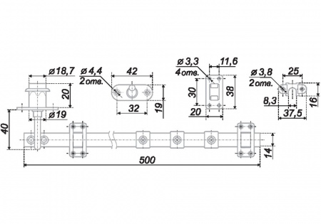 Замок Z409CP.4/500 (центральный на 3 ящика)